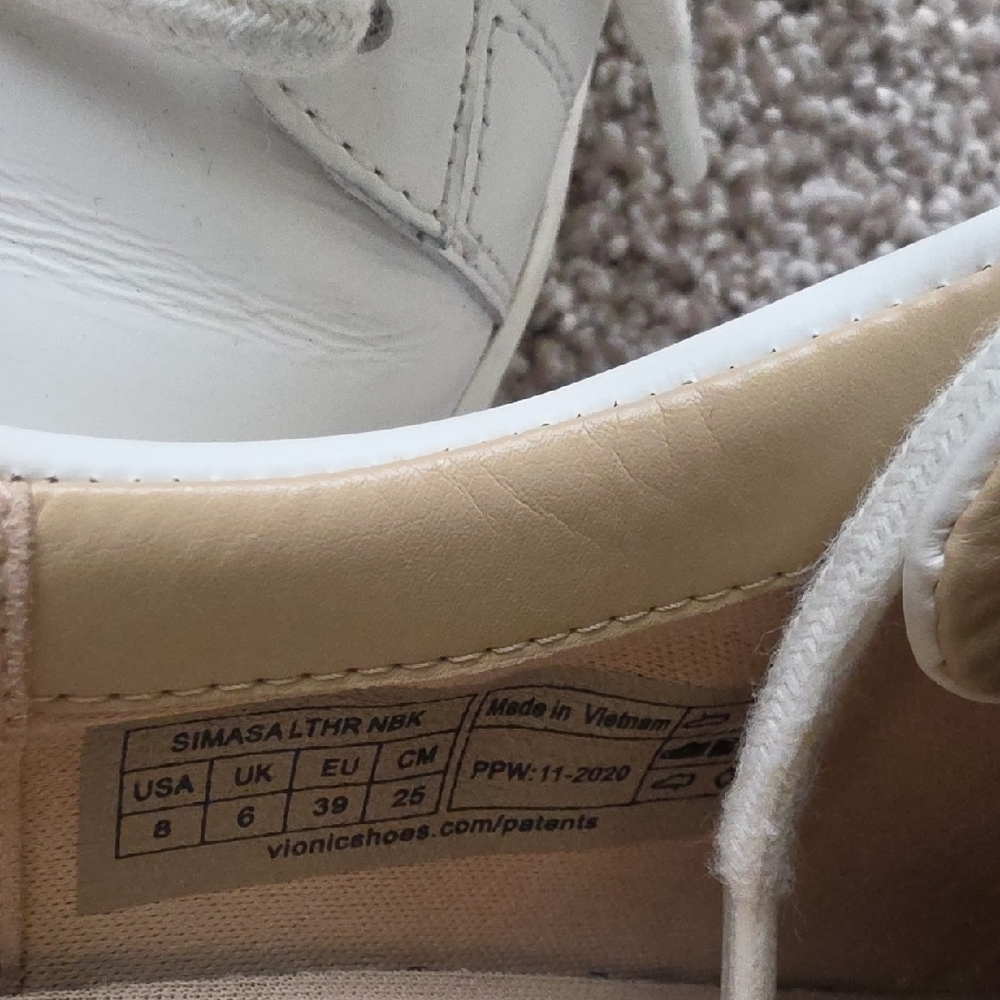 Vionic White Leather Sneakers with Pastel Blue, Green, and Lavender Accents - Picture 4 of 4